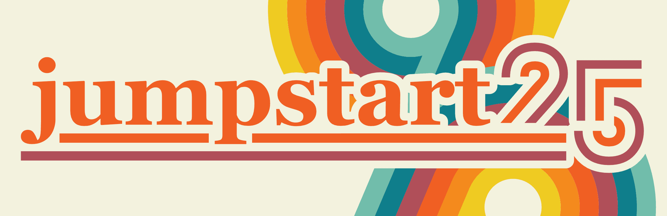 JumpStart logo, colourful retro design